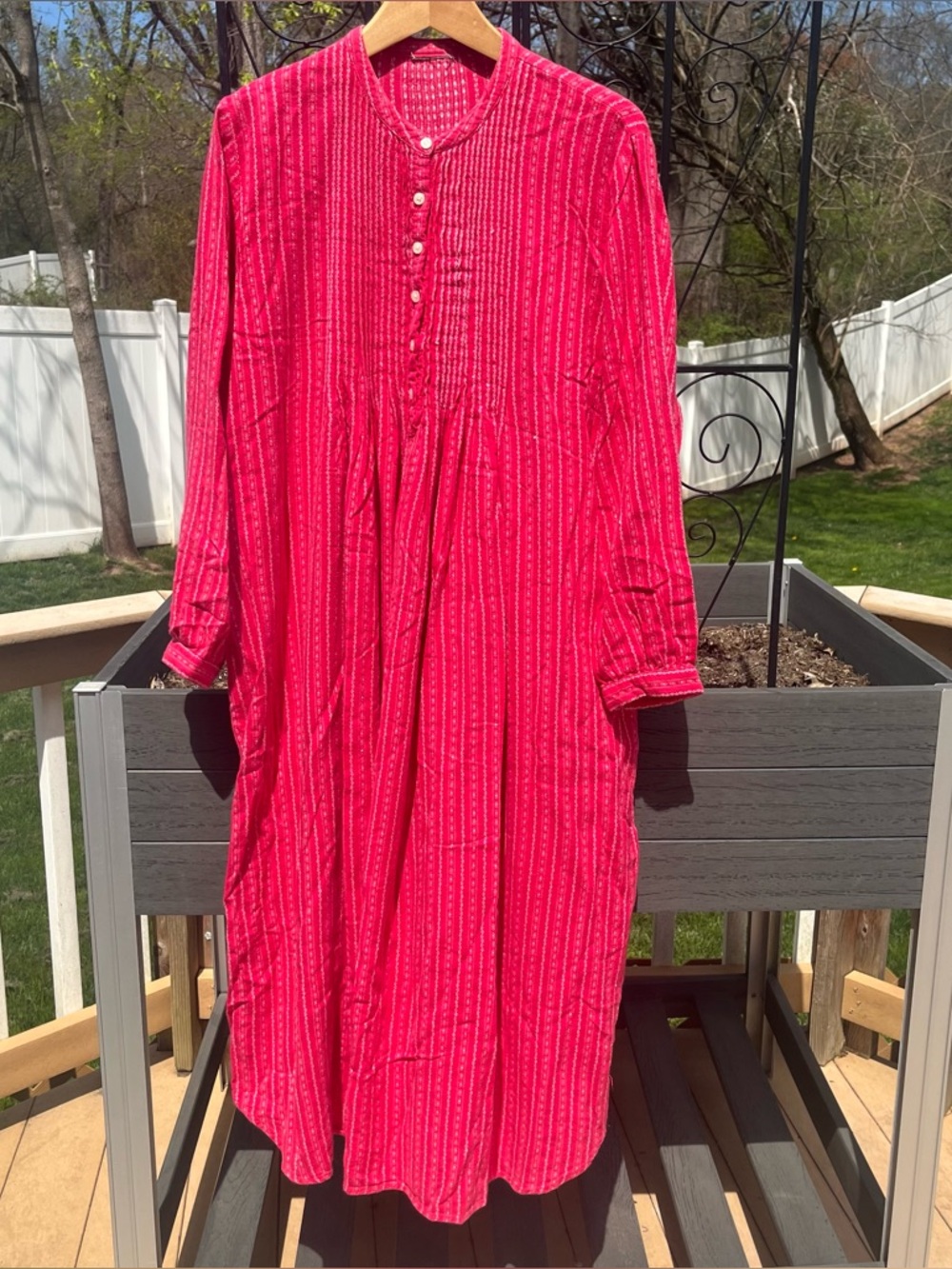 Vtg LL Bean Women’s 100% Cotton Flannel Dobby Pintuck Nightgown Size XL Cottage